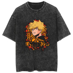 Casual Deku Anime Cotton Washed T-Shirt