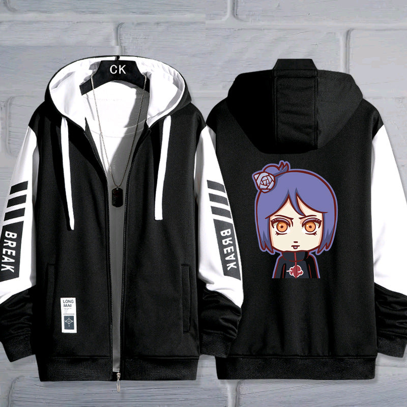 Trendy Anime Cartoon Zip Up Hooded Jacket