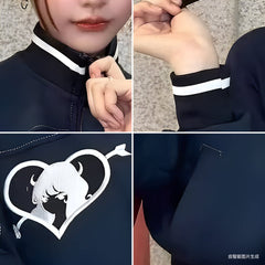 H2H Embroidery Stand-up Collar Coat