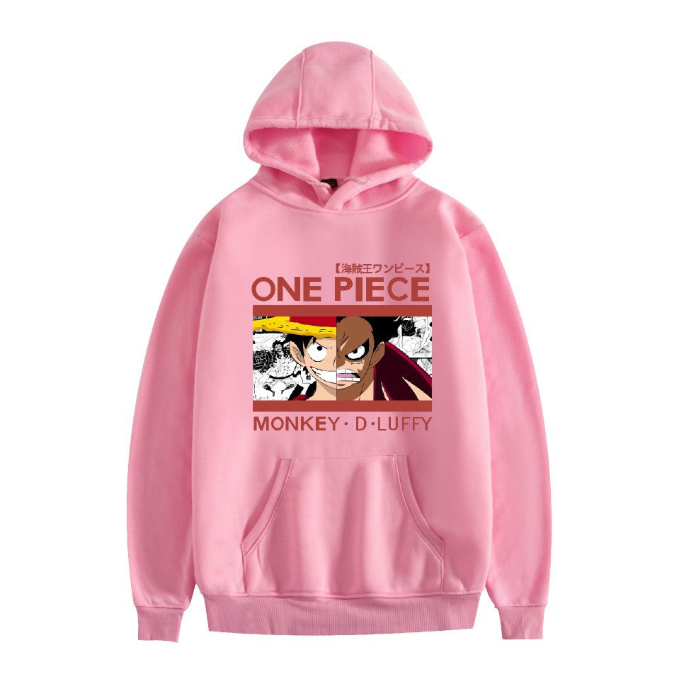 Unisex Luffy Anime Print Loose Hoodie