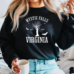 Mystic Falls Virginia Letter Print Sweatshirt