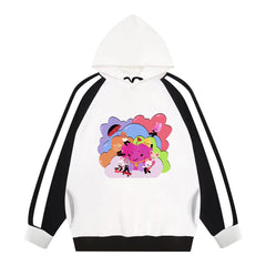KPOP Cartoon Doll Logo Color Block Hoodie