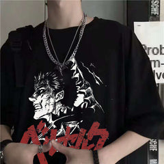 Unisex Casual Anime Guts Printed Loose T-Shirt