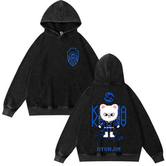 Vintage KPOP Wolf Chan Jiniret Washed Hoodie