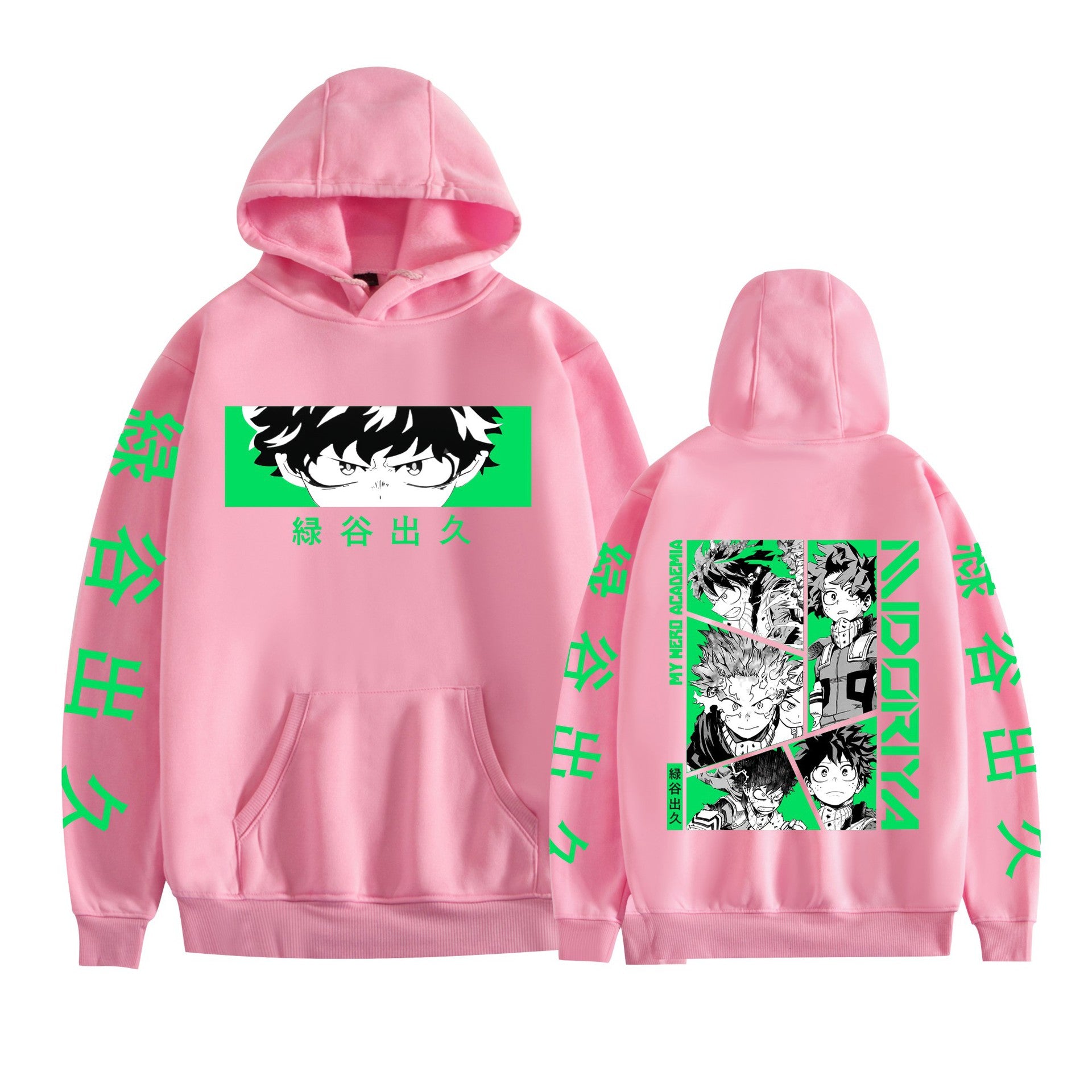 Unisex Anime Deku Print Pullover Hoodie