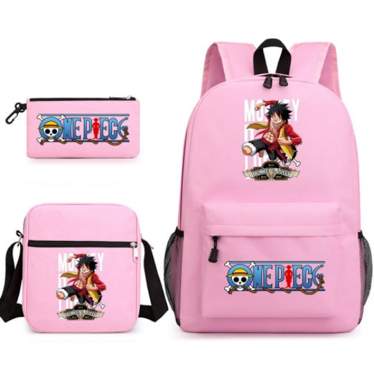 Trendy Anime Backpack Shoulder Pencil Bag Three-piece Set