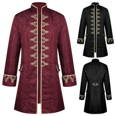 Men's Jacquard Embroidered Stand-up Collar Coat