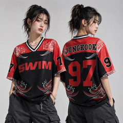 BANGTAN SWIM 3D Print Sports Short-sleeved Jersey