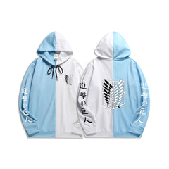 Trendy Unisex Anime Logo Color Block Hoodie