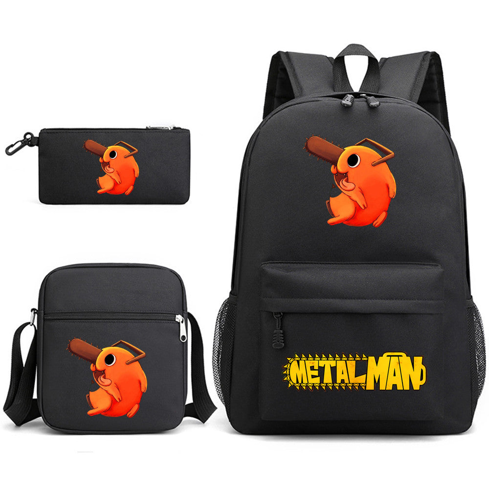 Pochita School Bag Three-piece Backpack