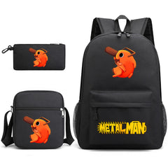 Pochita School Bag Three-piece Backpack