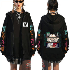 Unisex Anime Graphic Printed Zipper Casual Hoodie