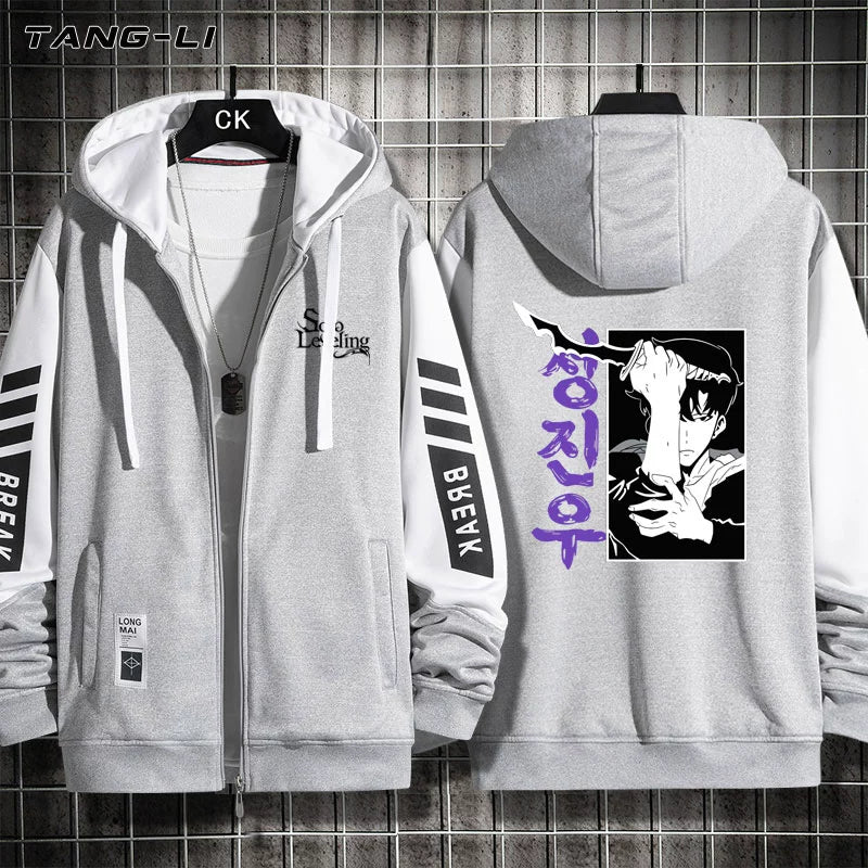 Unisex Anime Print Zipper Cardigan Hoodie