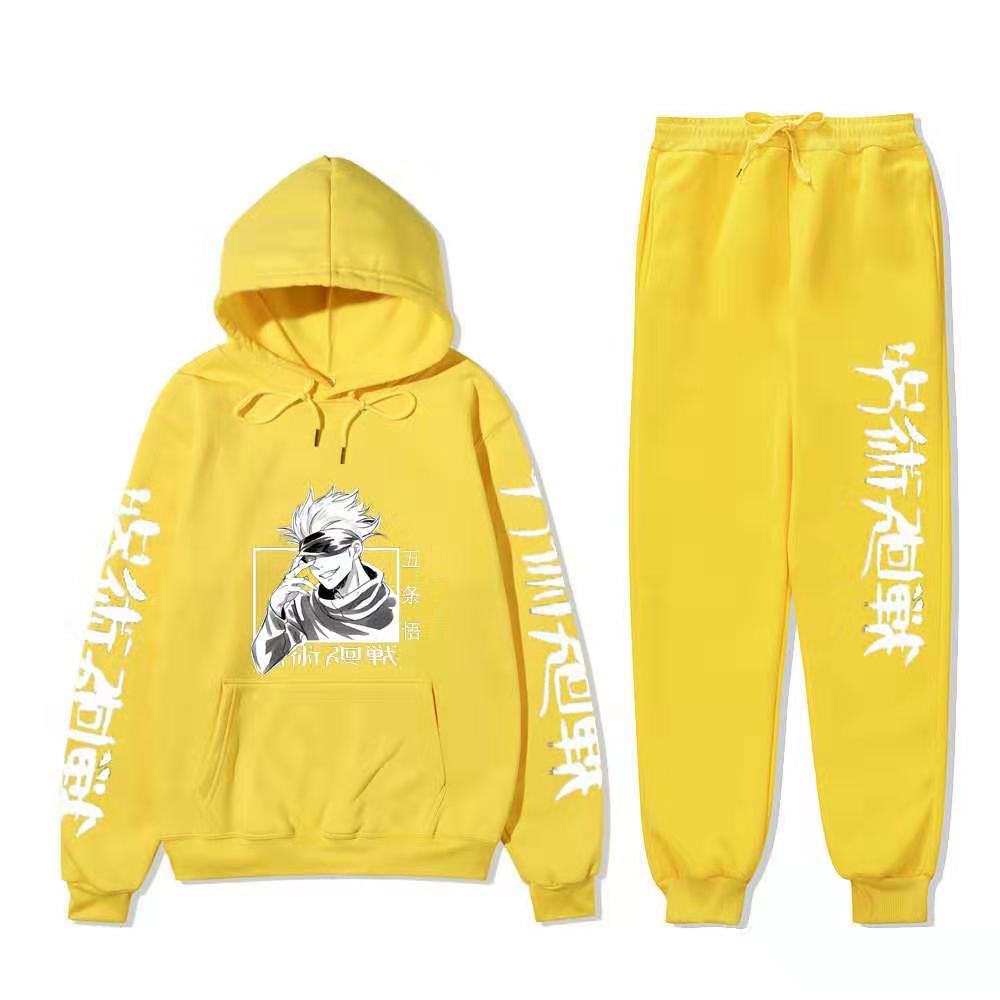 Unisex Anime Print Hoodie Sports Pants Set