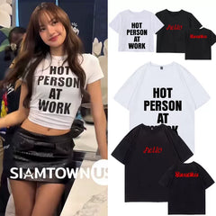 Lisa Hot Person At Work Print Crew Neck T-shirt