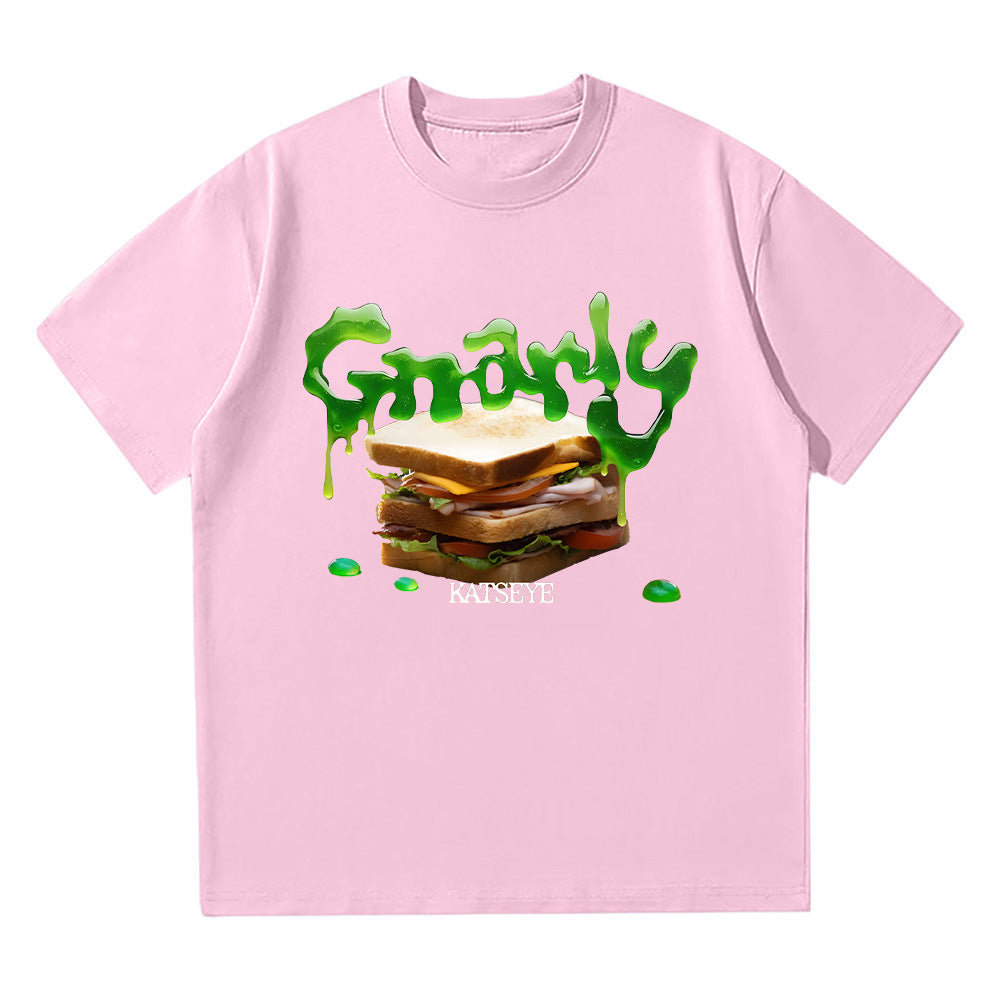 Creative Kpop Gnarly Graphic Crew Neck T-shirt