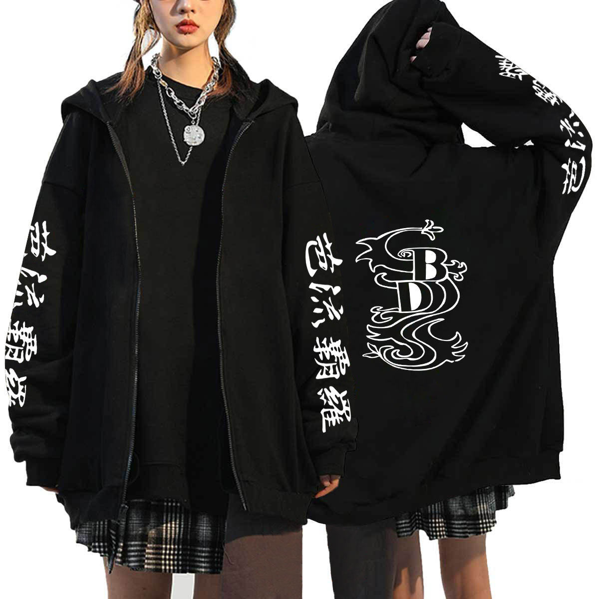 Men's Anime Printed Zipper Cardigan Hoodie