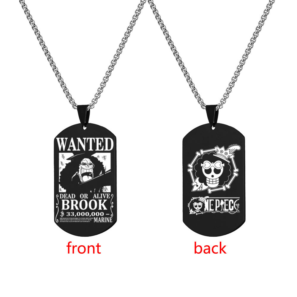 Luffy Wanted Double-sided Dog Tag Necklace