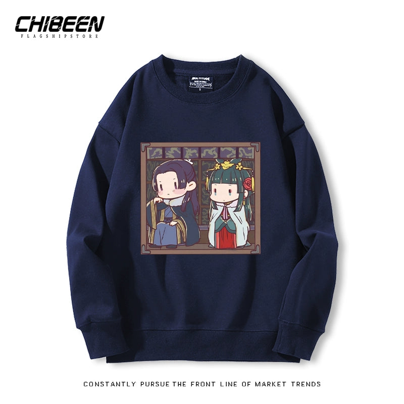 Cute Anime Pattern Print Crew Neck Sweatshirt