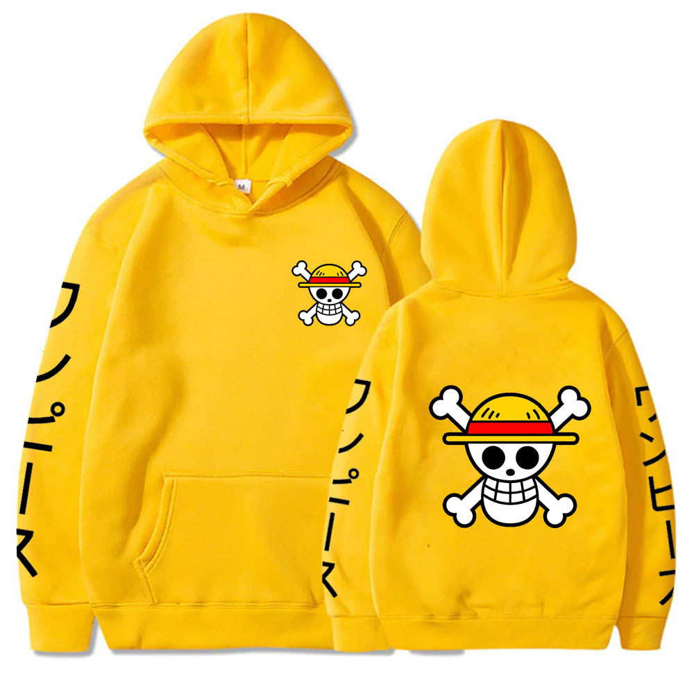 Unisex Straw Hat Logo Graphic Loose Hoodie