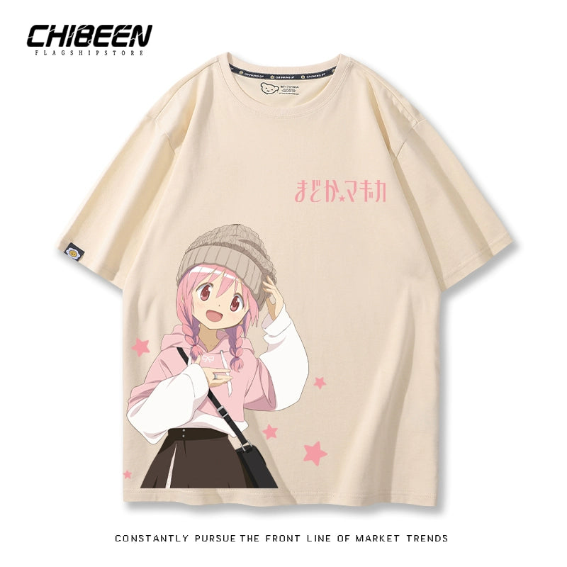 Versatile Anime Print Short-sleeved Top