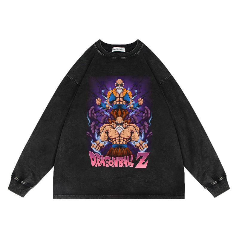 Vintage Anime Washed Oversize Crew Neck Sweatshirt