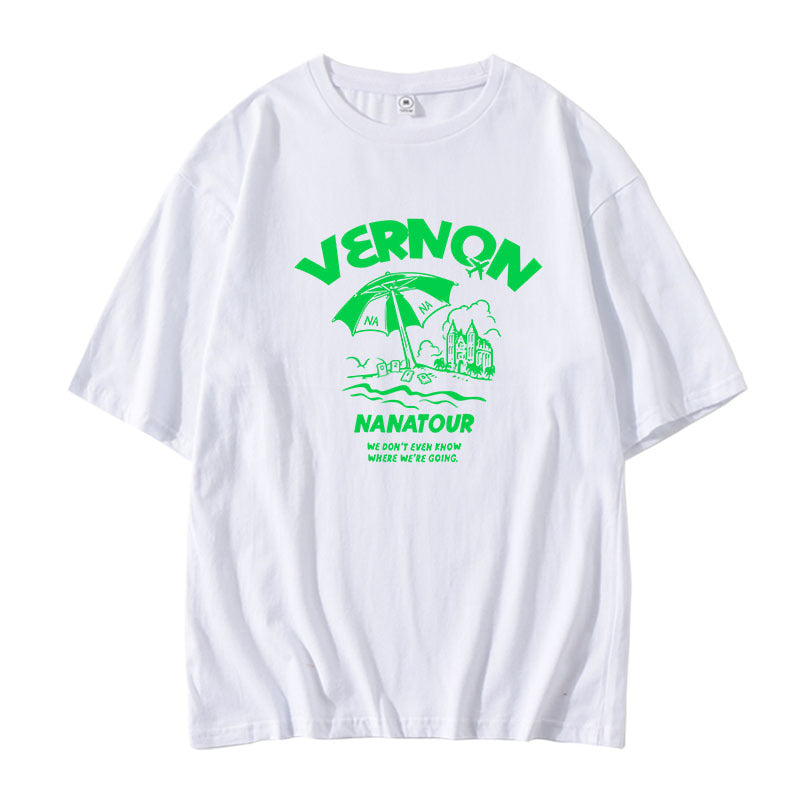 Unisex Kpop Round Neck Loose T-shirt