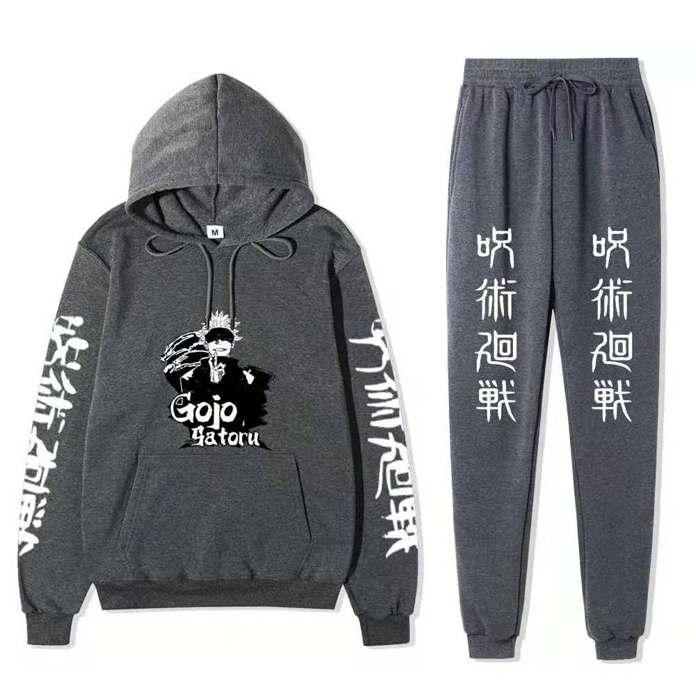 Unisex Gojo Printed Casual Hoodie Sports Pants Set