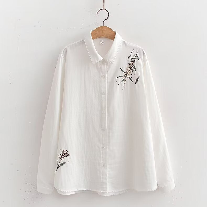 Embroidered Branches Women's Cardigan Shirt