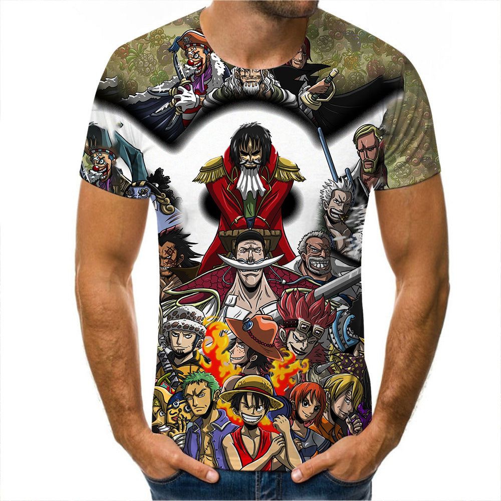 Men's Anime Digital Print Short Sleeve T-Shirt