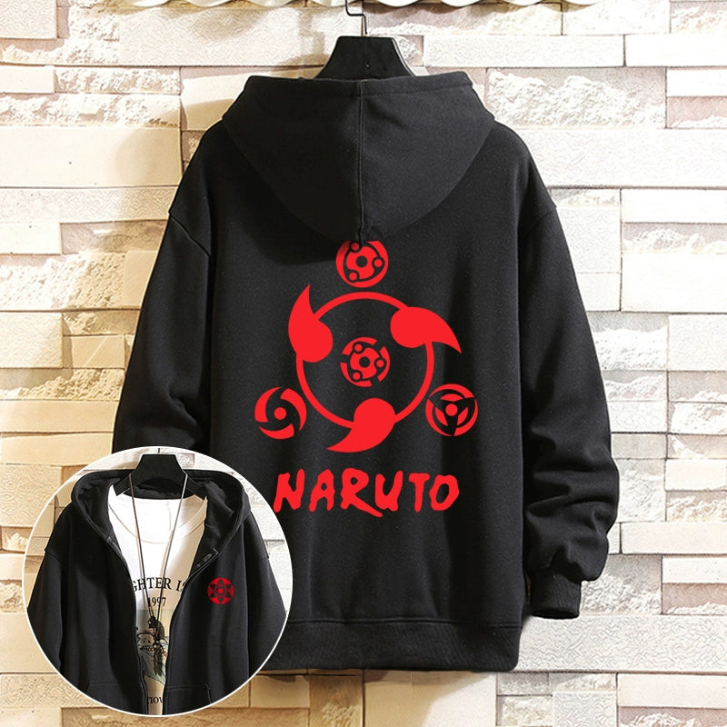 Men's Anime Zip Up Loose Hooded Jacket