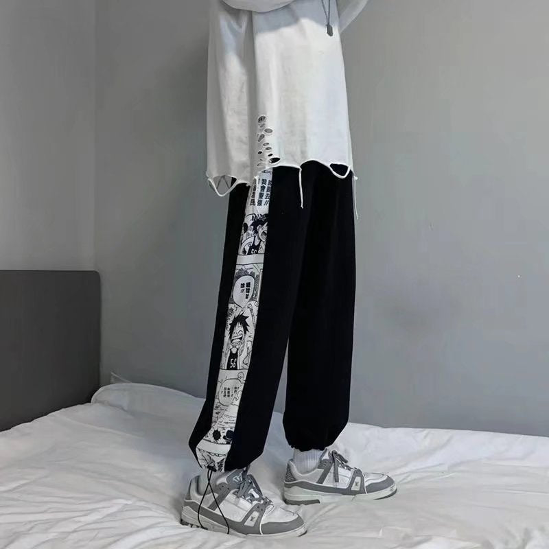 Men's Casual Anime Printed Loose Drawstring Sweatpants