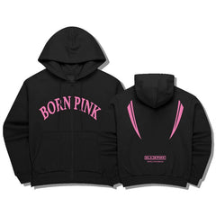 Unisex Kpop Born Pink Hooded Zipper Cardigan