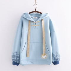 Japanese Ethnic Style Cartoon Rabbit Plush Hoodie