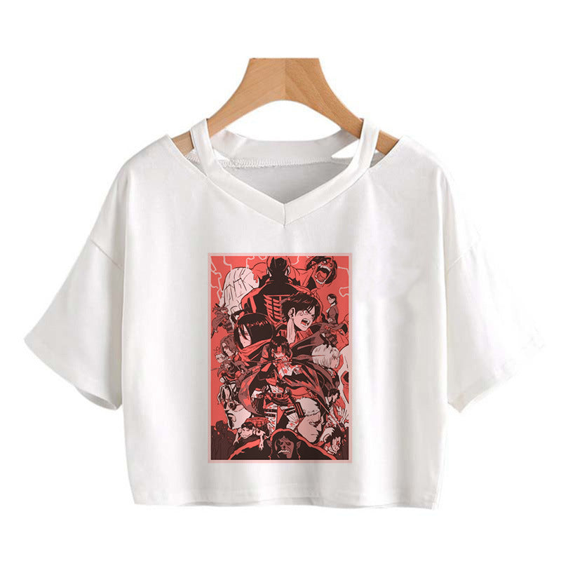 Trendy Women's Anime Print Cropped T-Shirt