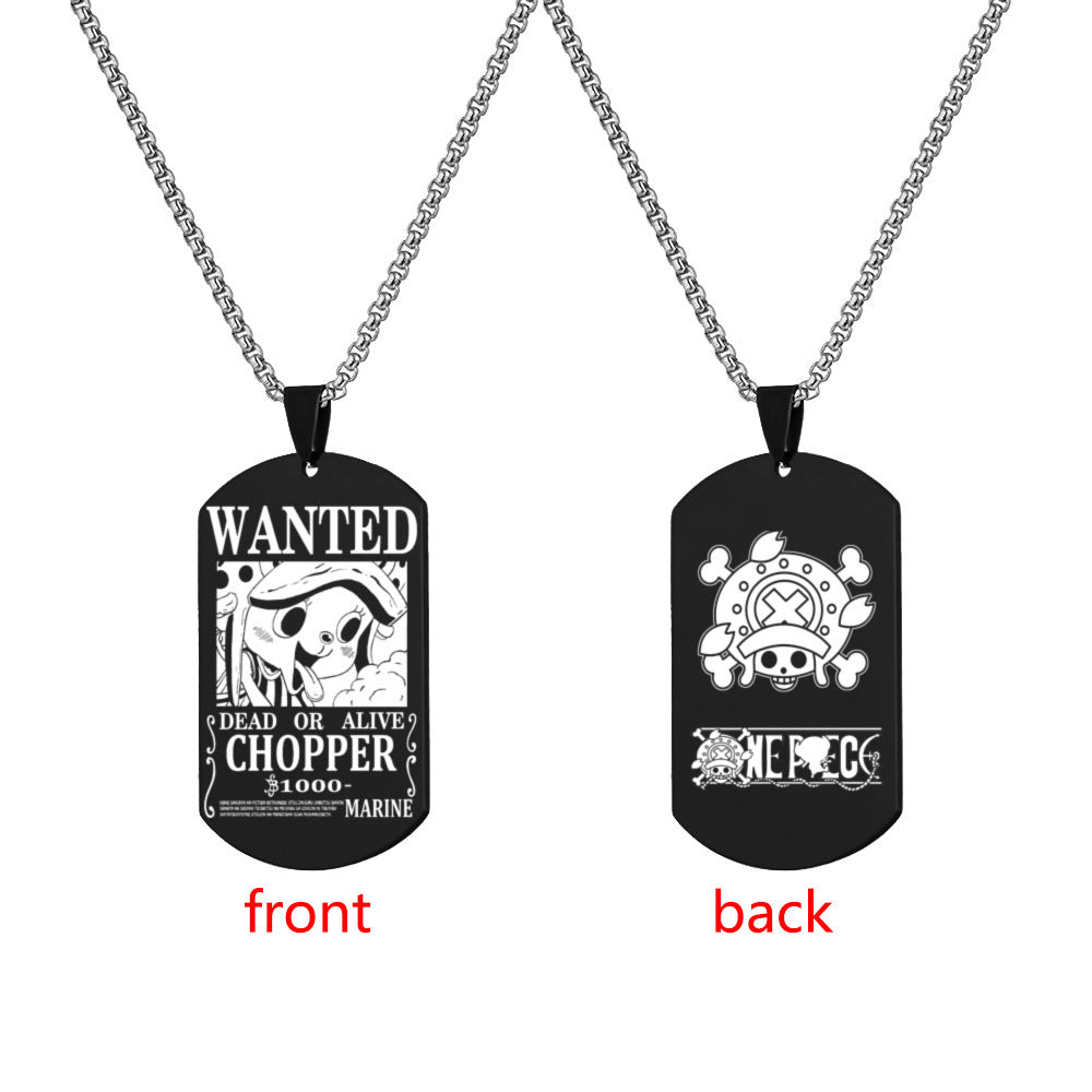 Luffy Wanted Double-sided Dog Tag Necklace