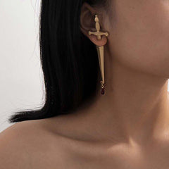 Long Sword Pendant Earrings