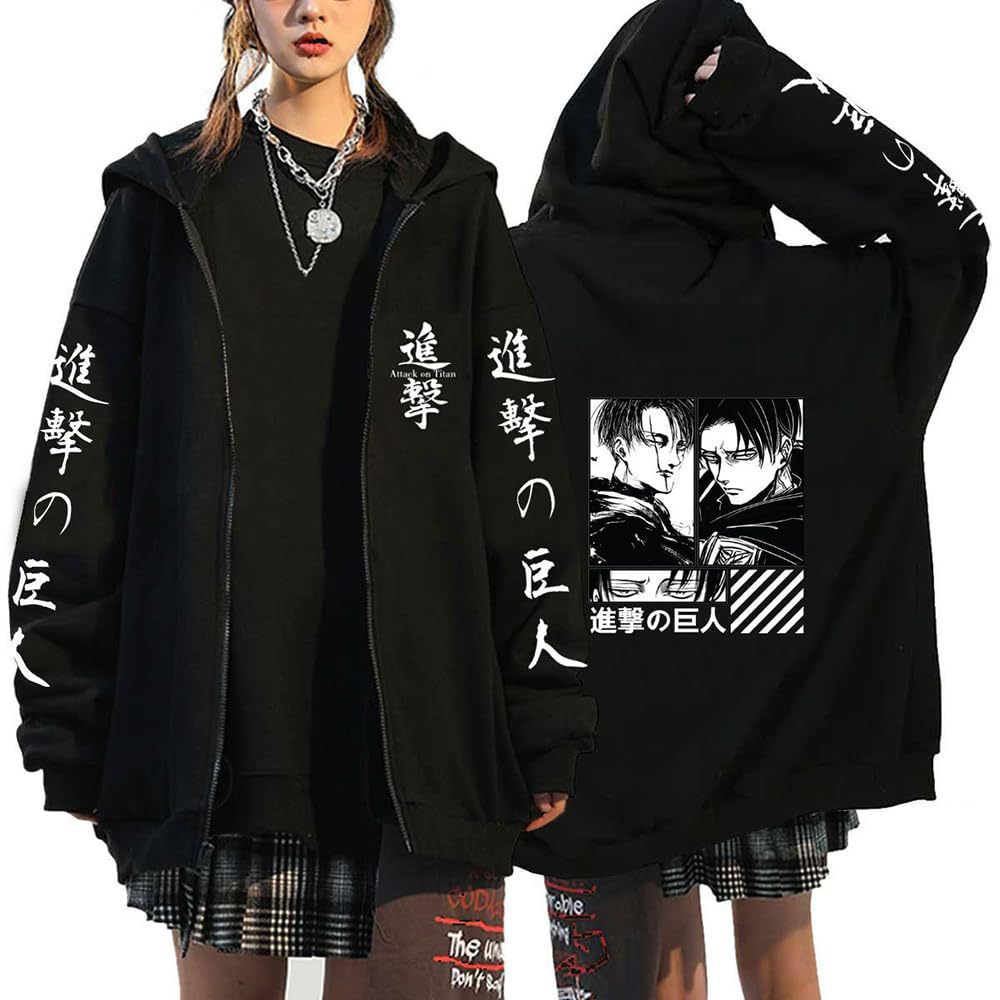 Unisex Anime Graphic Printed Zipper Fhoodie