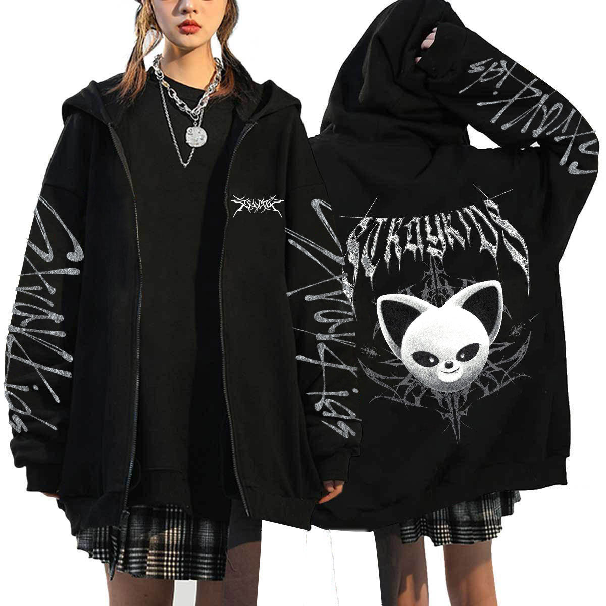 Casual KPOP Dominate Printed Zipper Hoodie