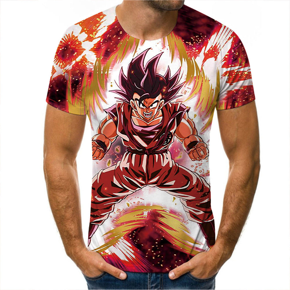 Unisex Anime Digital Print Short-sleeved T-shirt