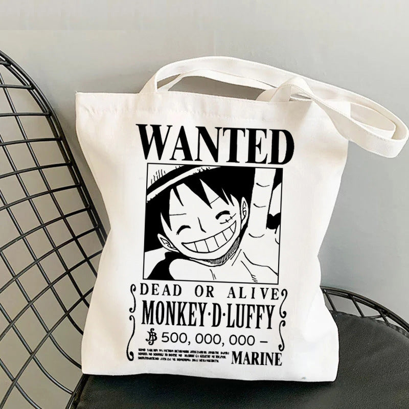 Wanted Luffy Printed Canvas Shoulder Bag