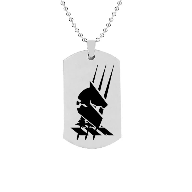 Game Cool Pattern Silver/black Tag Necklace