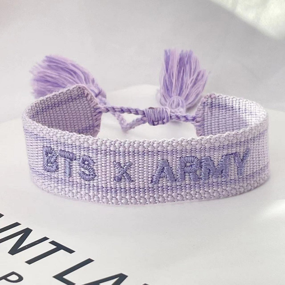 ARIRANG Embroidered Letter Fringed Bracelet
