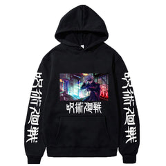 Men's and Women's Anime Print Casual Black Hoodie