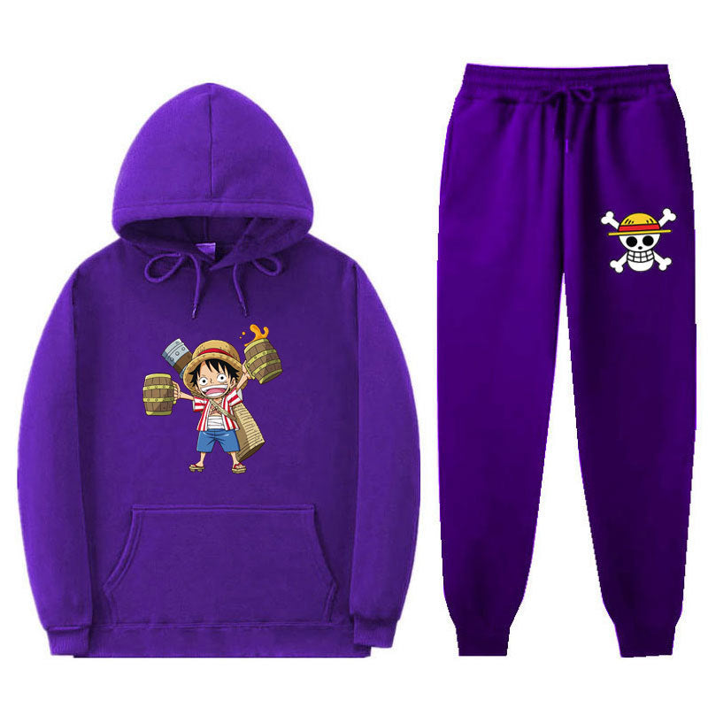 Casual Sports Luffy Graphic Hoodie Pants Tracksuit