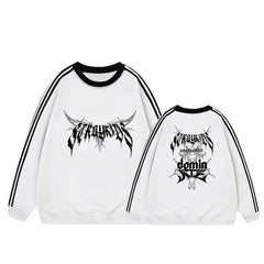 Kpop Striped Round Neck Pullover Sweatshirt