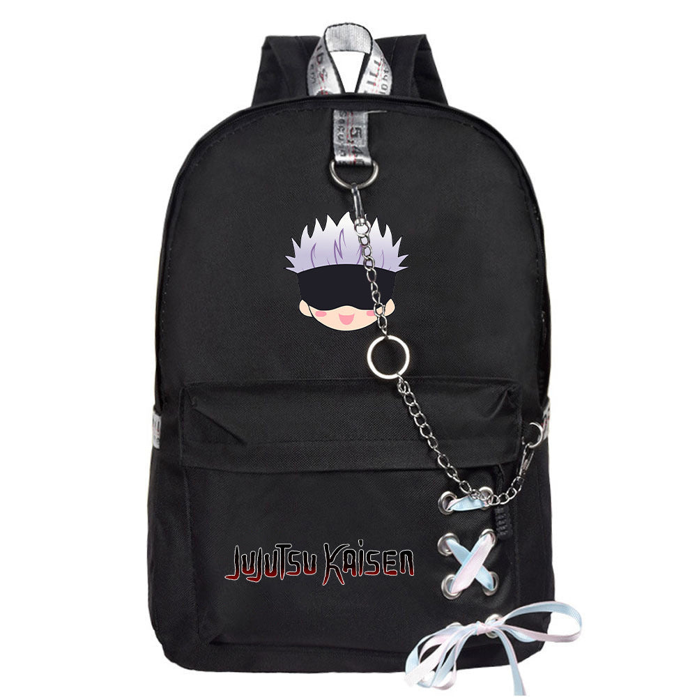 Casual Anime Lace-Up Chain Canvas Backpack