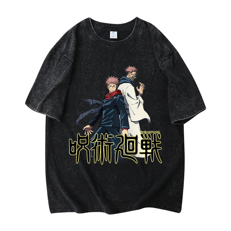 Vintage Anime Washed Summer Short Sleeve Tee