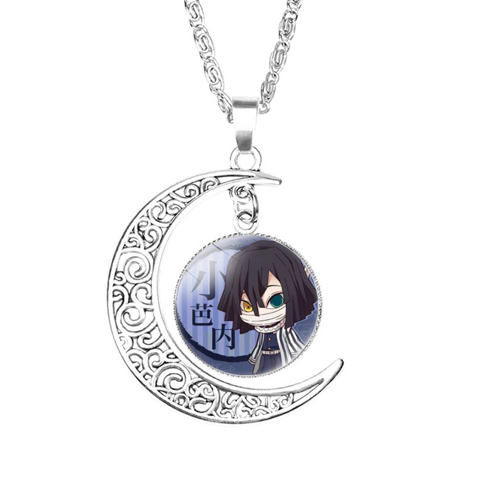 Chic Anime Moon Gem Pendant Necklace