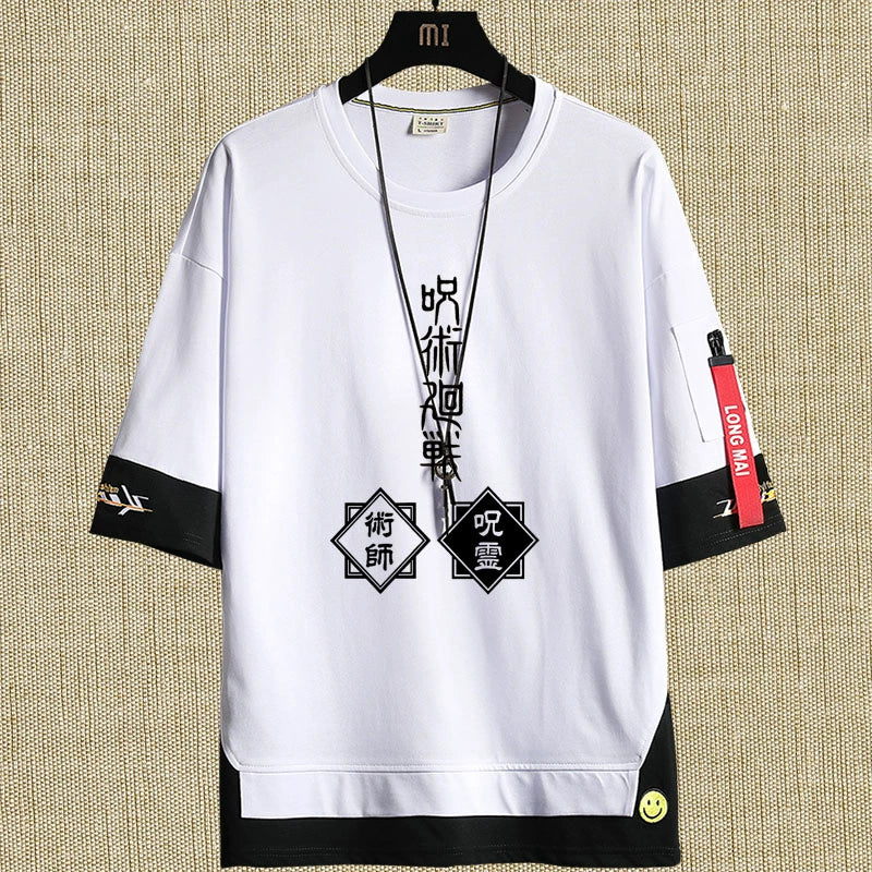 Casual Anime Logo Cotton Loose T-shirt